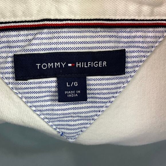 Tommy Hilfiger White and beige Short Sleeve Polo Shirt Size Large - Picture 6 of 12
